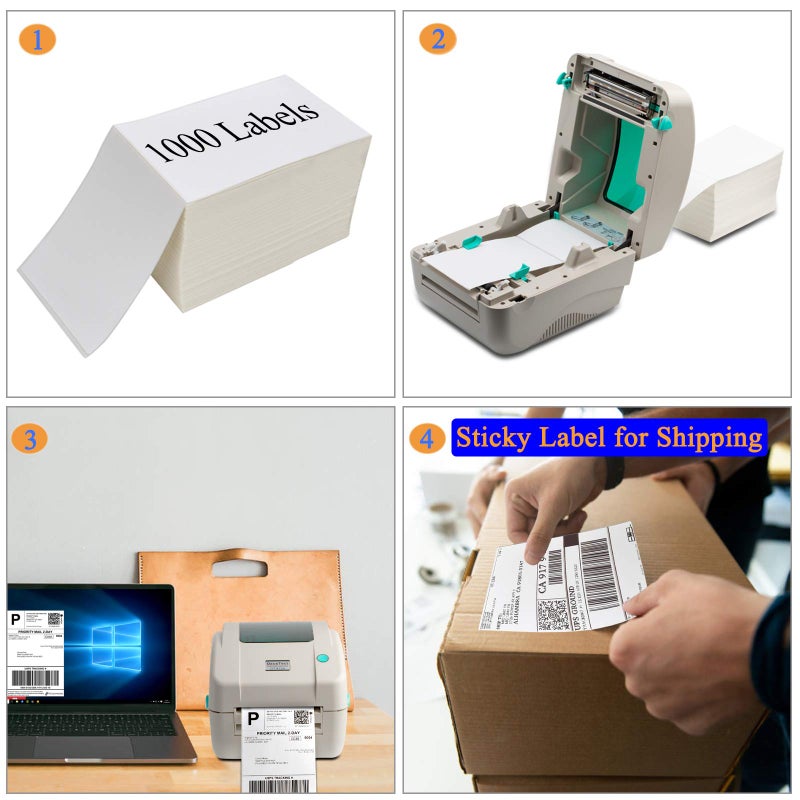OausTect 4x6 Shipping Label 1000 Fanfold Labels for Rollo, Zebra Direct Thermal Printer, with Perforations - Image 2